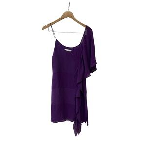 Y2K Purple Silk One Shoulder Dress M